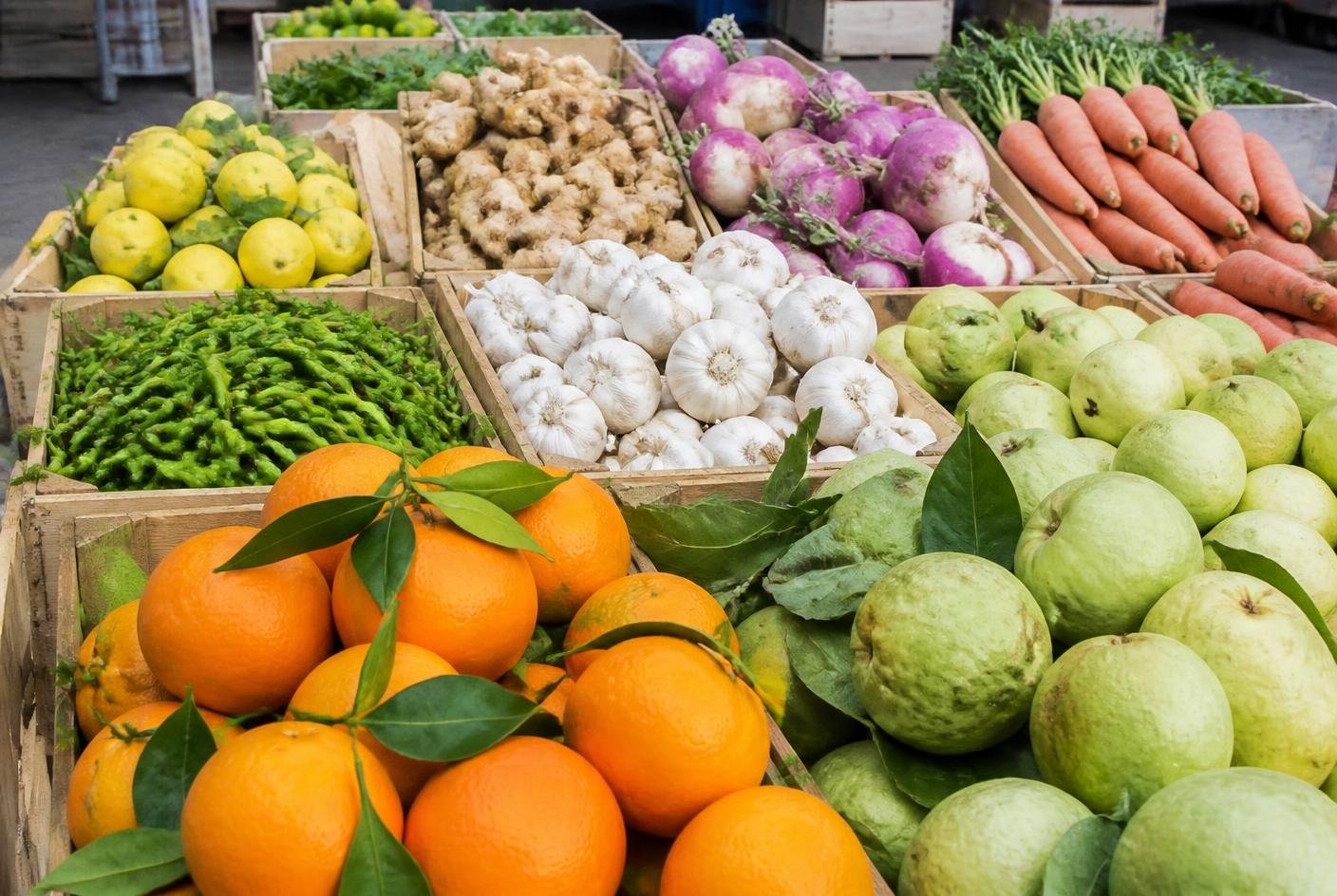 Assorted fresh Pakistani fruits and vegetables, representative photography